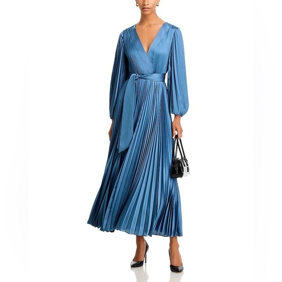 Milly Dresses & Skirts - Milly Nadie Solid Pleated Maxi Dress Stone Blue Size 0 NWT